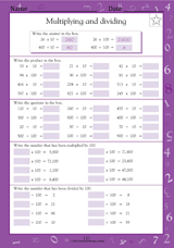 Multiplying and Dividing by 10 & 100 (Grade 5)